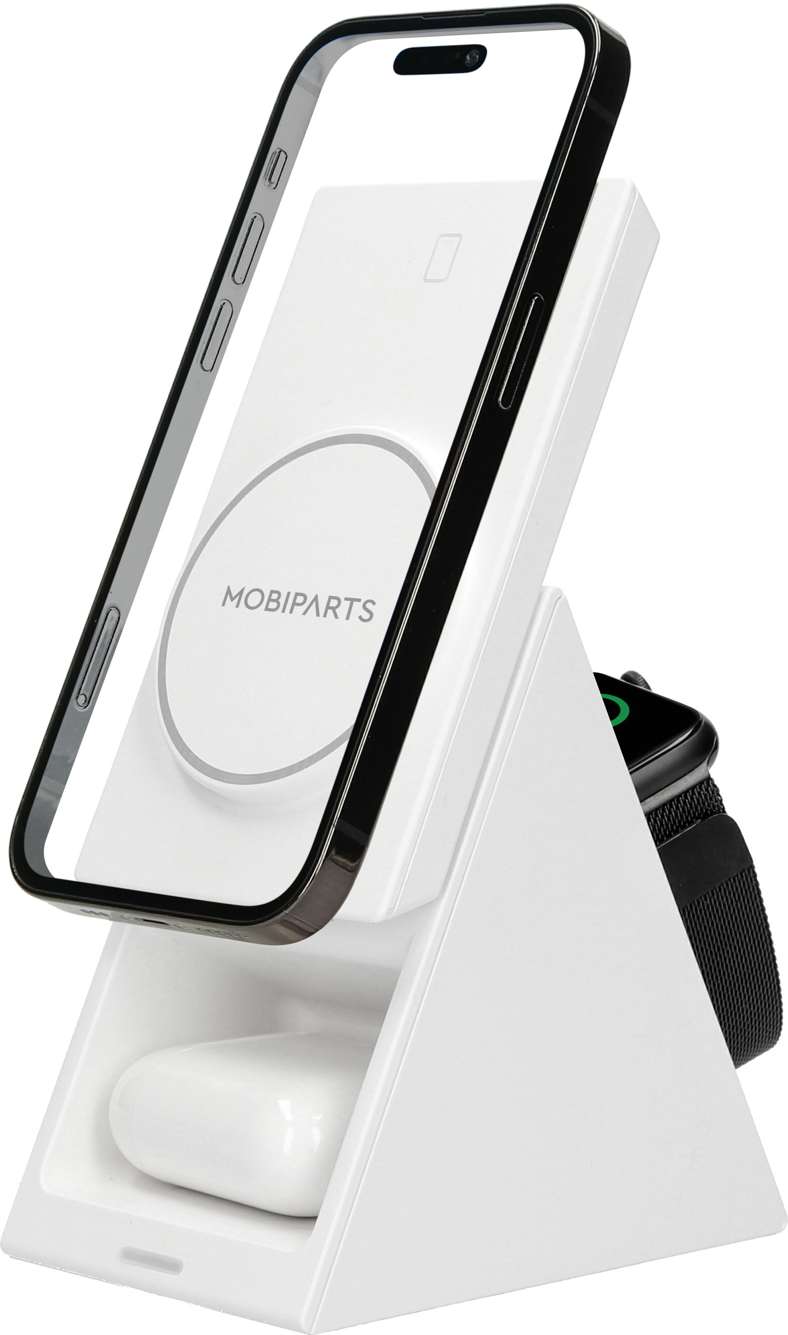 Mobiparts Wireless Magsafe 3 in 1 Charger 15W Triangle White