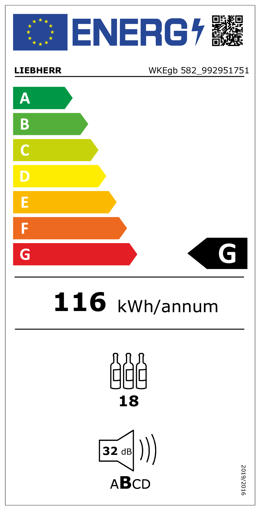 Liebherr WKEgb 582 GrandCru Intégré Noir 18 bouteille(s)