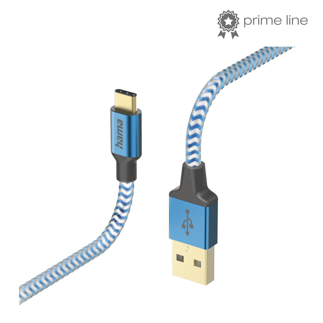 Kabel USB HAMA Reflective USB-A > USB-C 1,5m Blauw