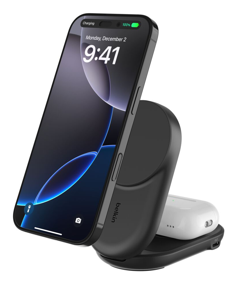 BELKIN UltraCharge 25w Qi2 2in1 Magnetic Charger plus USB-C Black 