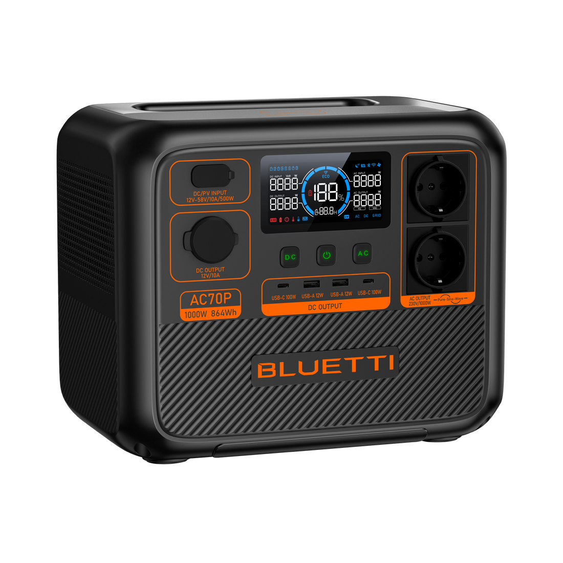 Powerstation Bluetti - AC70P - 864Wh - 1000W(2000W)