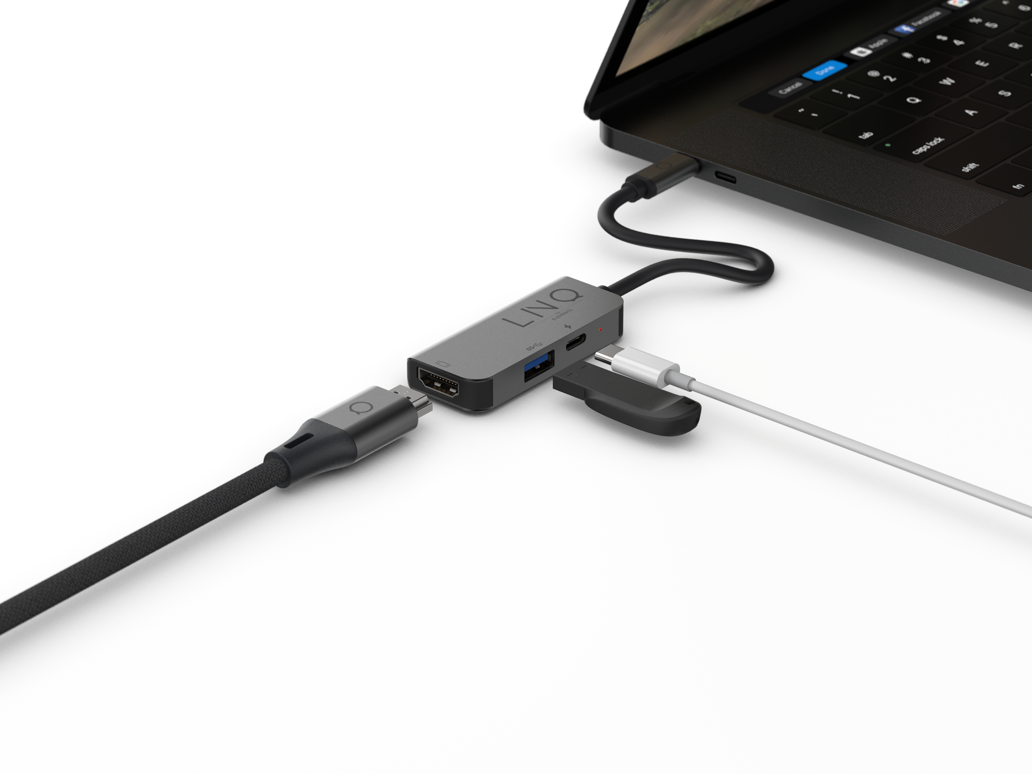 Linq 3 in 1 USB-C Hub, HDMI 4K/60Hz + USB-C 100W + USB-A 3.2 Gen1