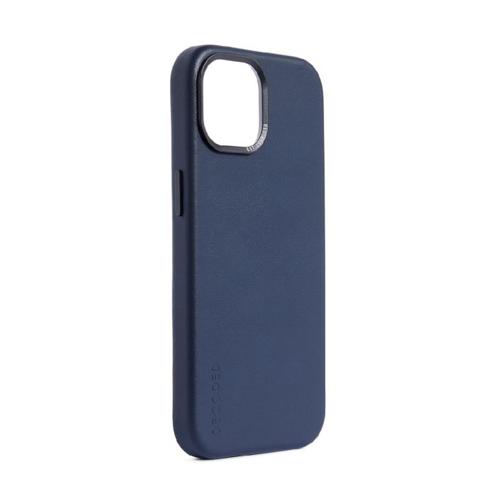 Decoded iPhone 15 Pro, housse cuir, bleu foncé