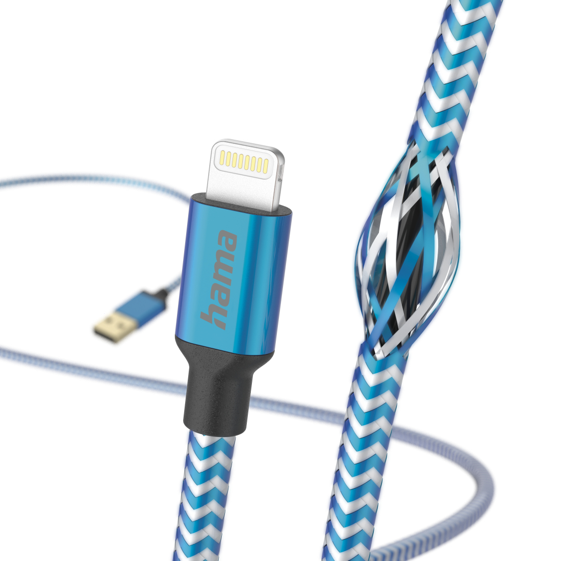 Kabel USB HAMA Reflective USB-A > Lightning 1.5m Blauw