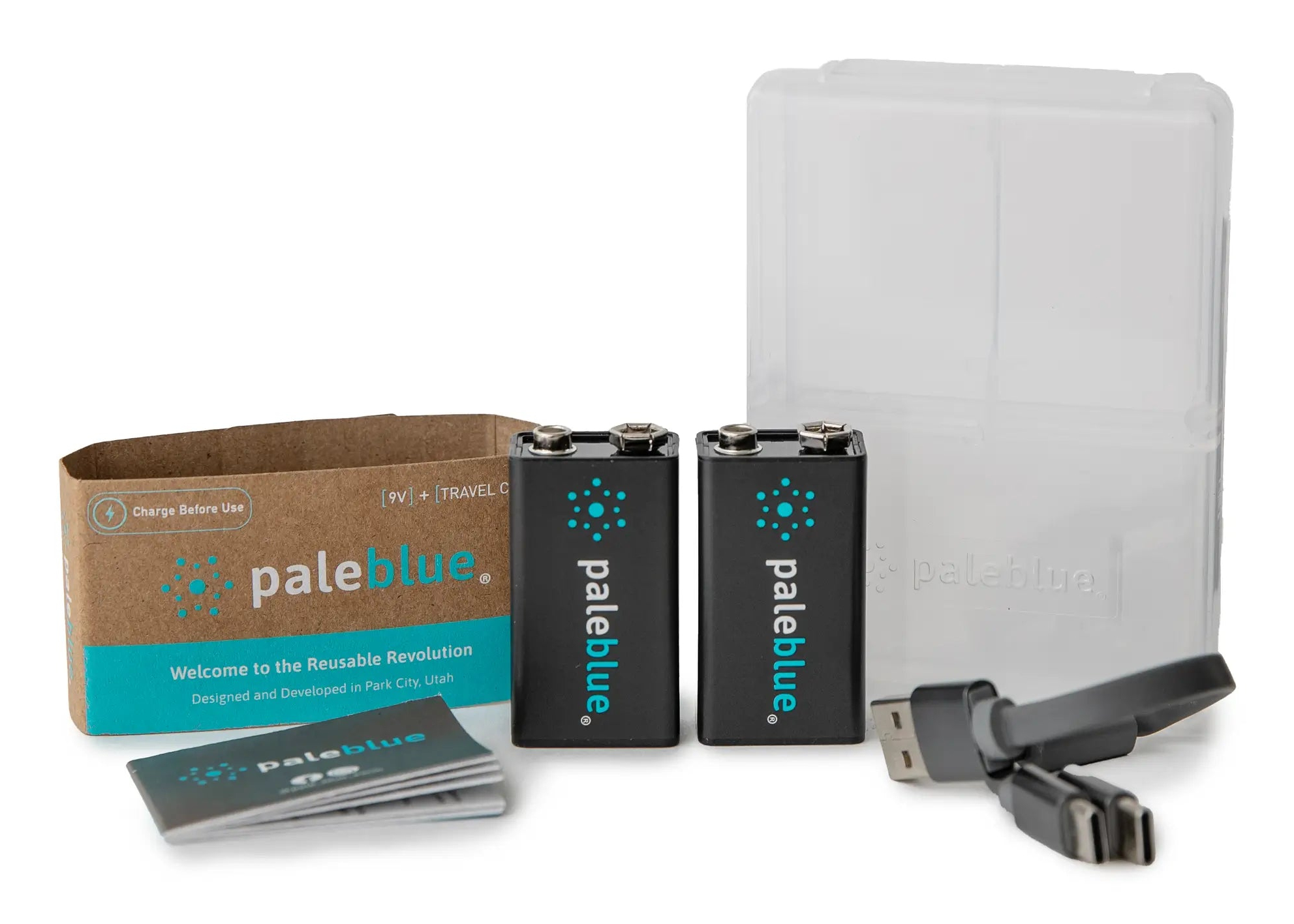 Pale Blue Rechargeable AAA Battery 4pack + Charging Cable