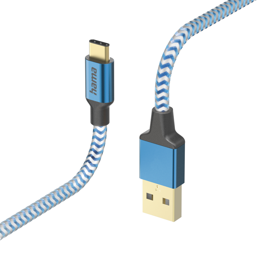 Kabel USB HAMA Reflective USB-A > USB-C 1,5m Blauw
