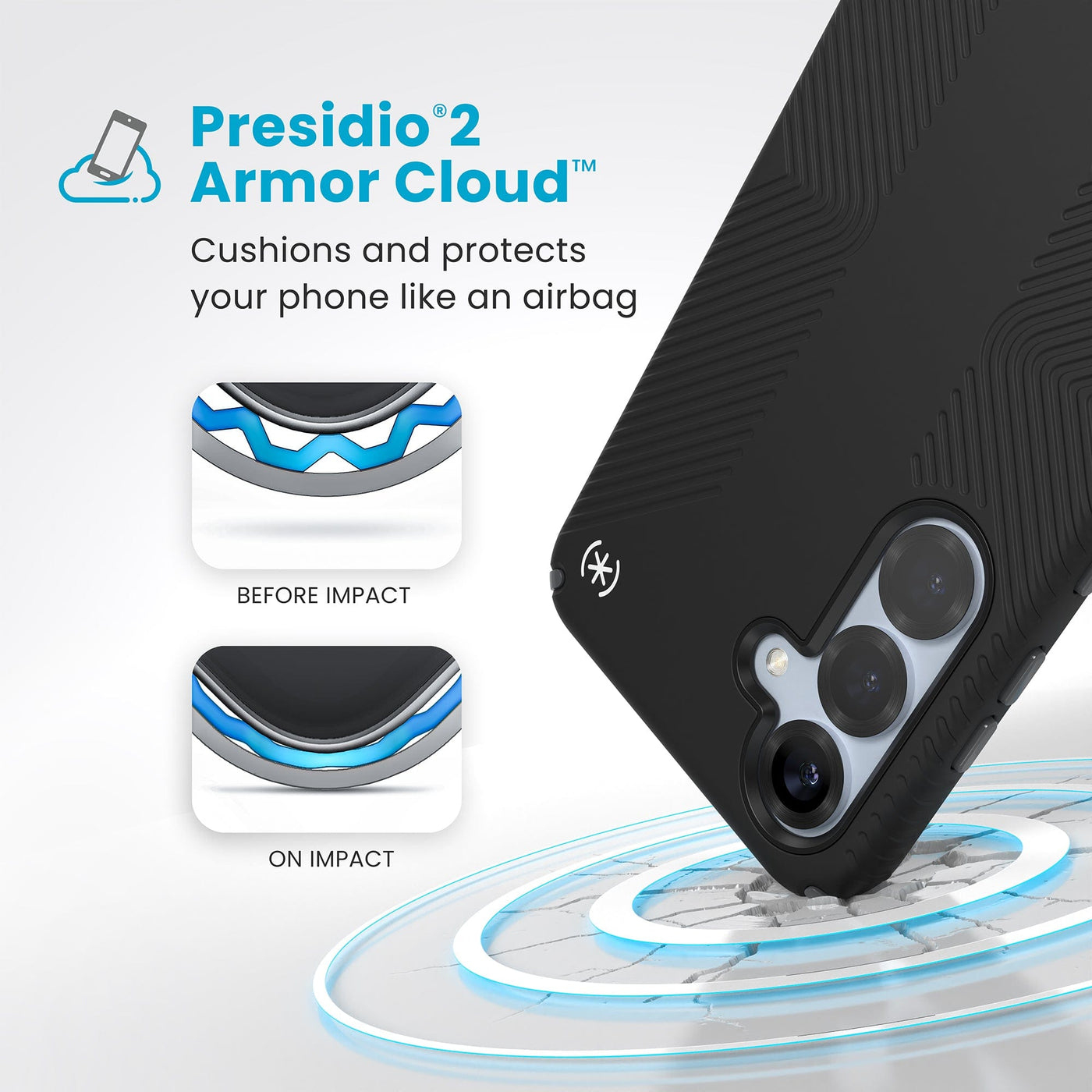 Speck Presidio2 Grip + Magnet Samsung Galaxy S25 Plus Black - with Microban