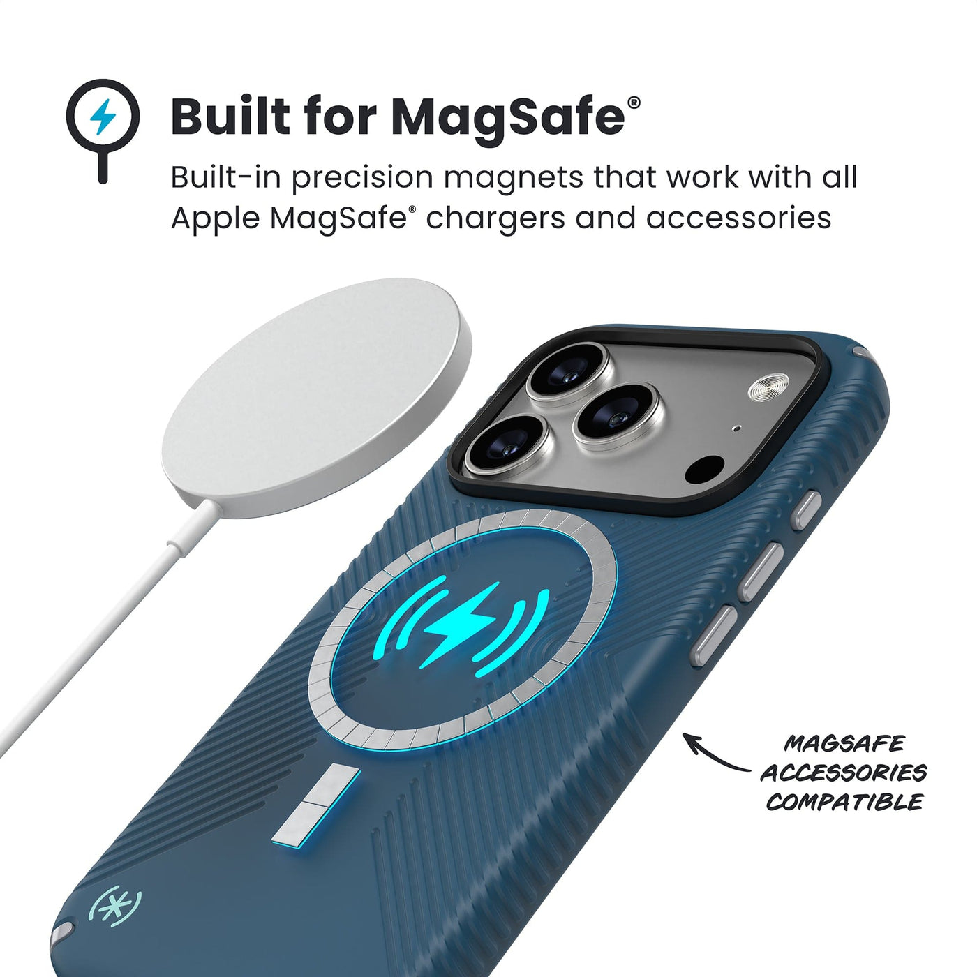 Speck Presidio2 Grip + MS Apple iPhone 17 Pro Deep Sea Blue - with Microban