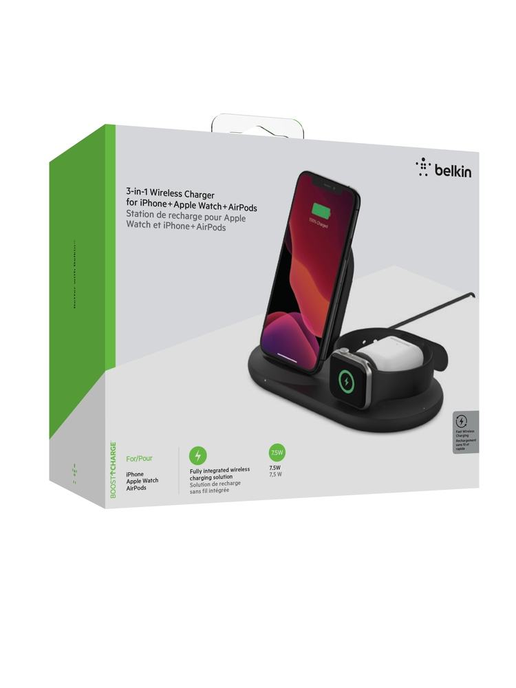 BELKIN 3-in-1 Wireless Pad/Stand/Apple Watch Black