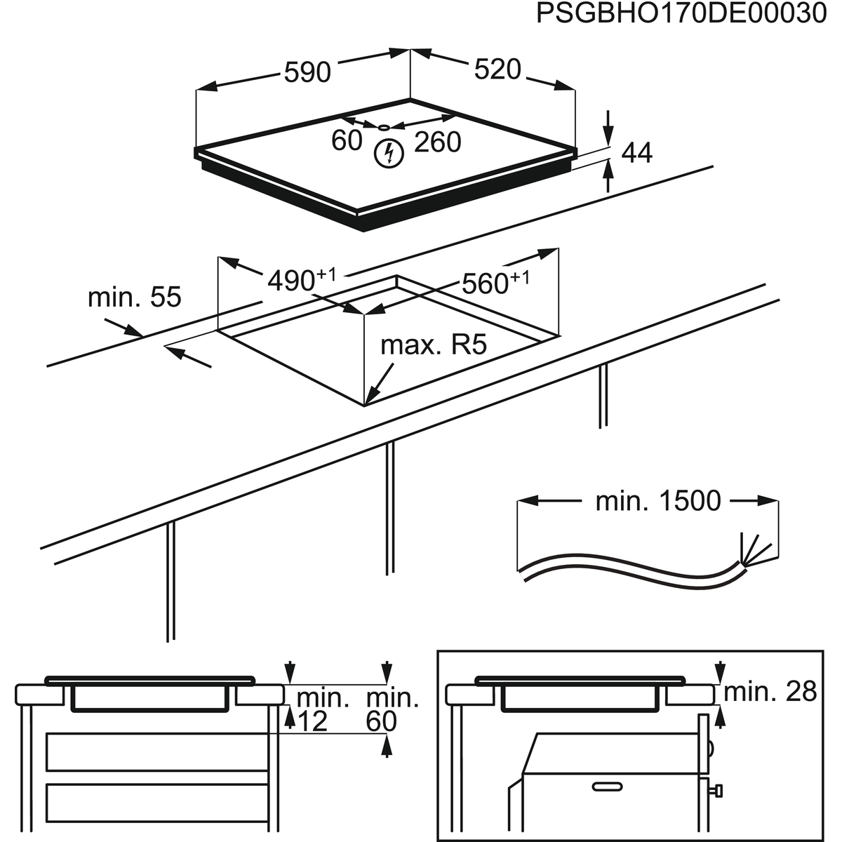 AEG IKE64471FB Zwart Ingebouwd 60 cm Inductiekookplaat zones 4 zone(s)