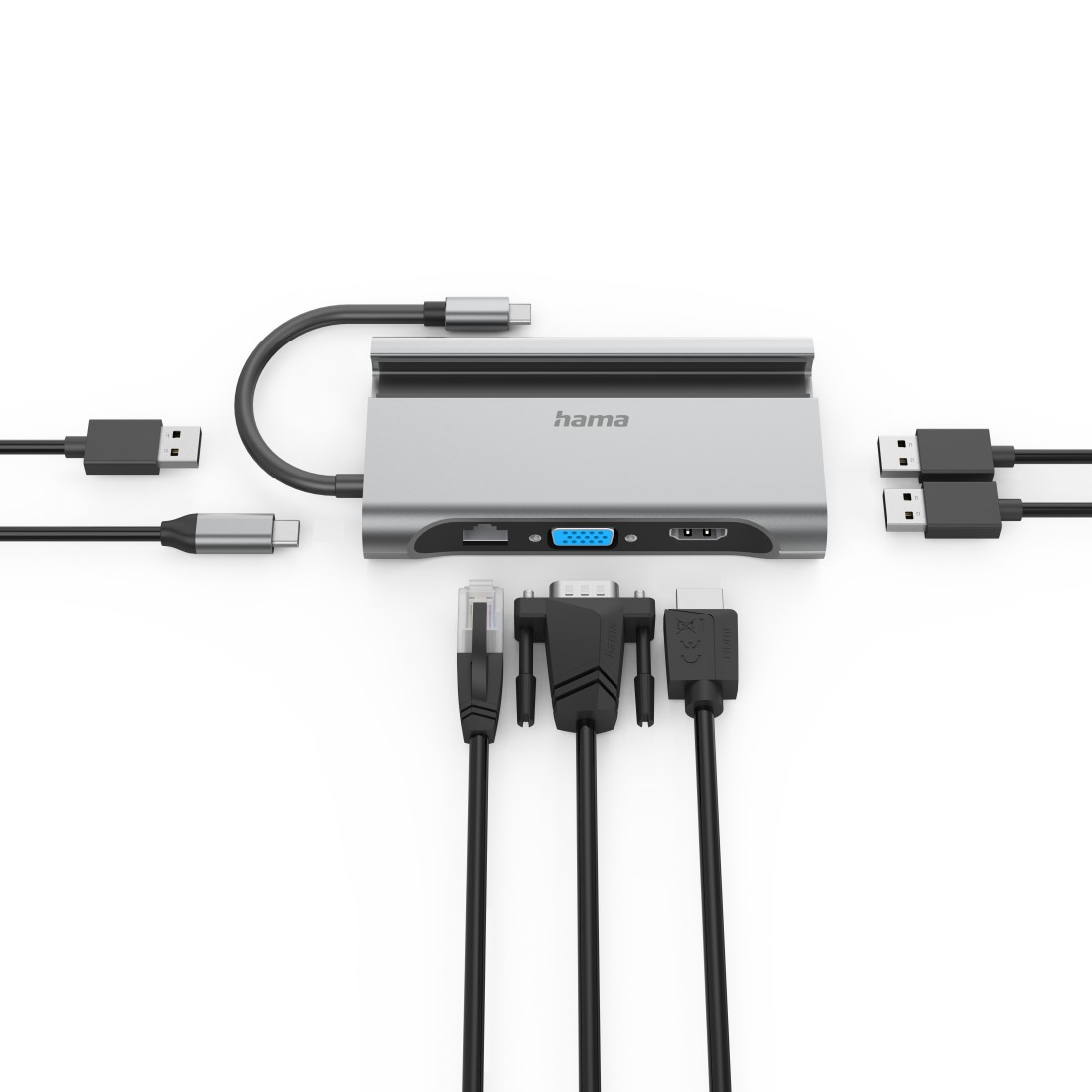 Hama USB-C-hub, Multiport, 7-poorts, 3x USB-A, USB-C, VGA