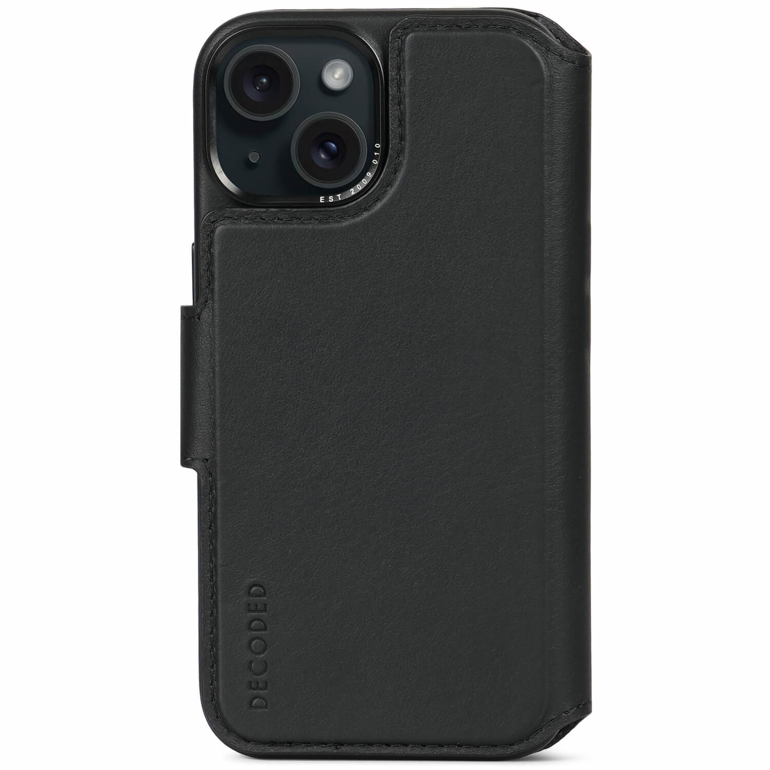 Decoded iPhone 15, housse cuir wallet amovible, noir