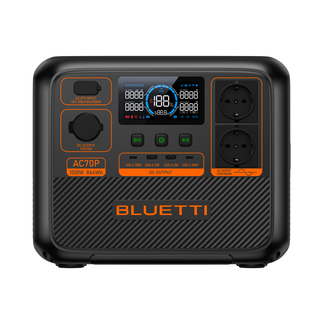 Powerstation Bluetti - AC70P - 864Wh - 1000W(2000W)