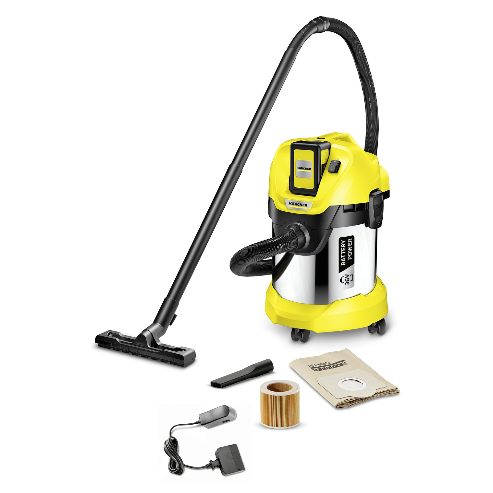 Nat-&droogzuiger KARCHER WD3 rvs Premium battery set