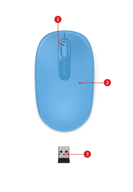 Souris sans fil Microsoft 1850 Cyanblue U7Z-00058