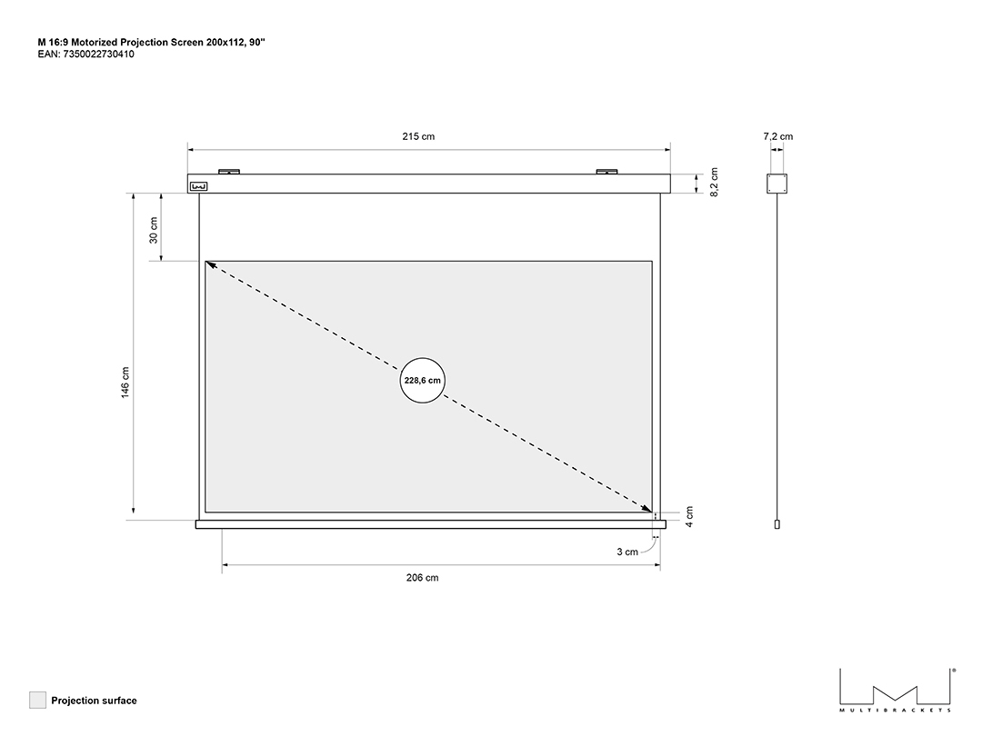 Projectiescherm MULTIBRACKETS MB730410 Motorized Deluxe 90"