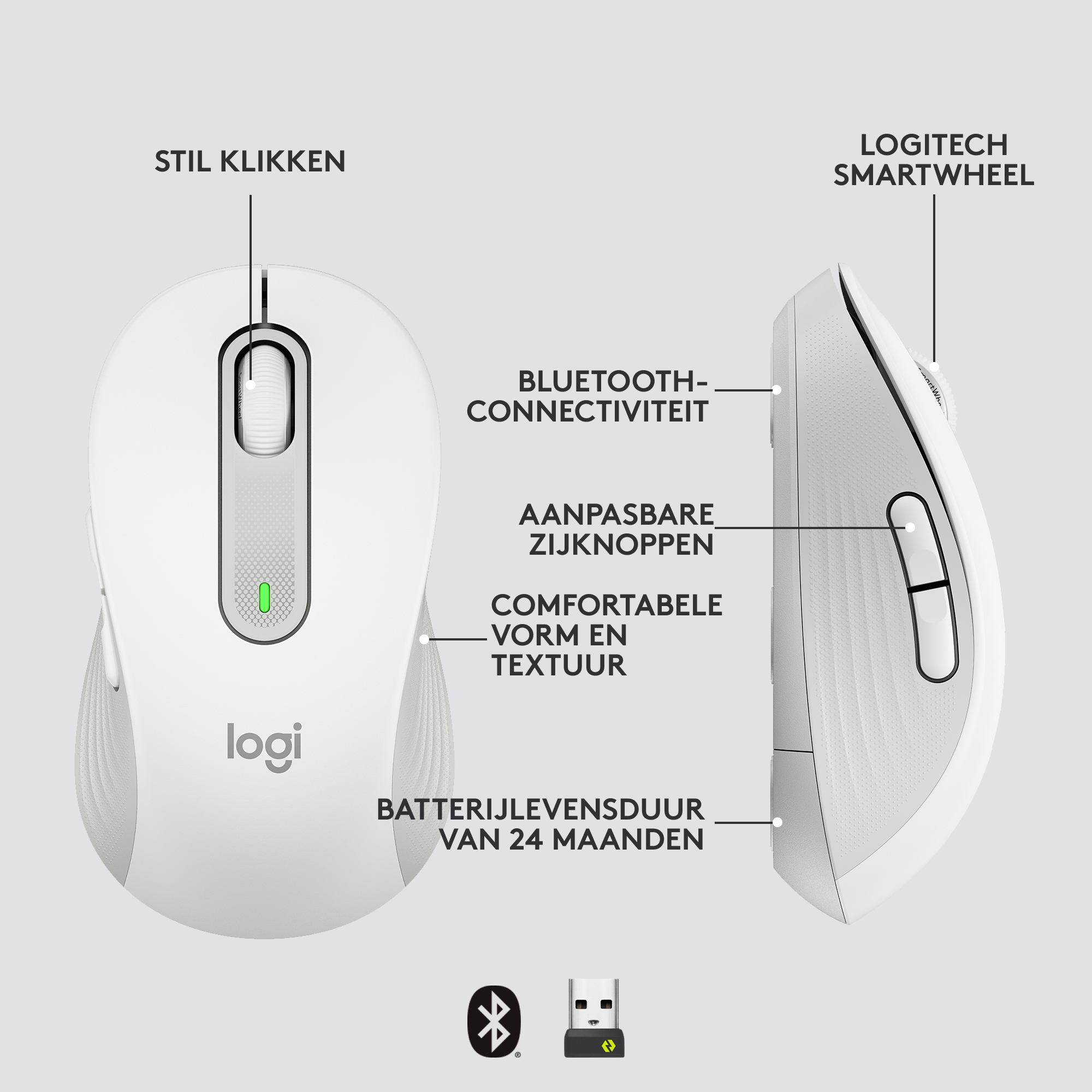 Draadloze Muis Logitech M650 Large R Signature White