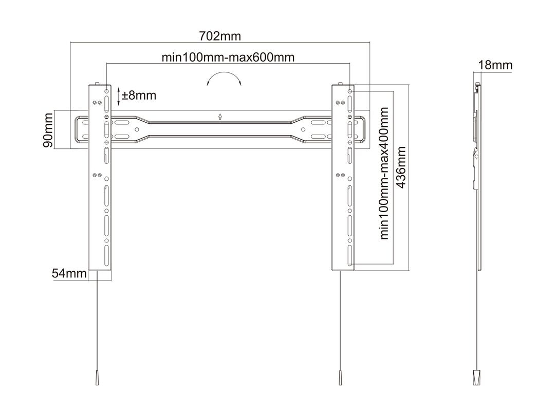 Muurbeugel MULTIBRACKETS Super Slim Fixed 600 MAX