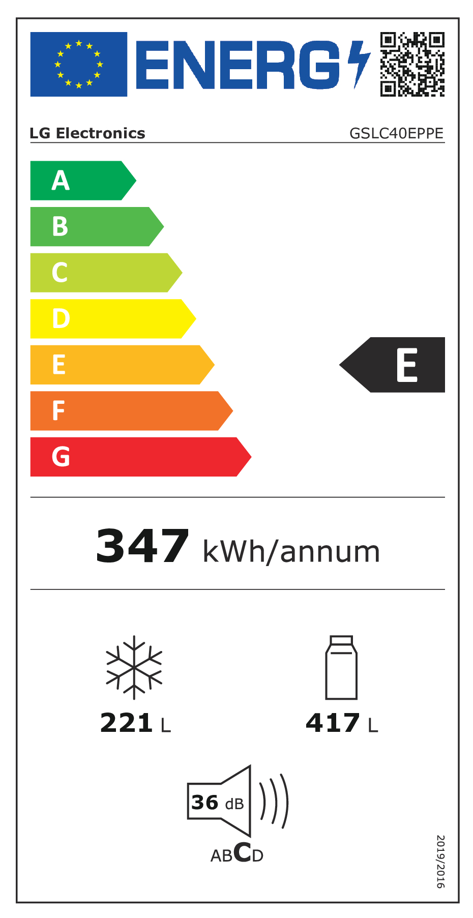 Side by side LG GSLC40EPPE / 638L / 179cm / E