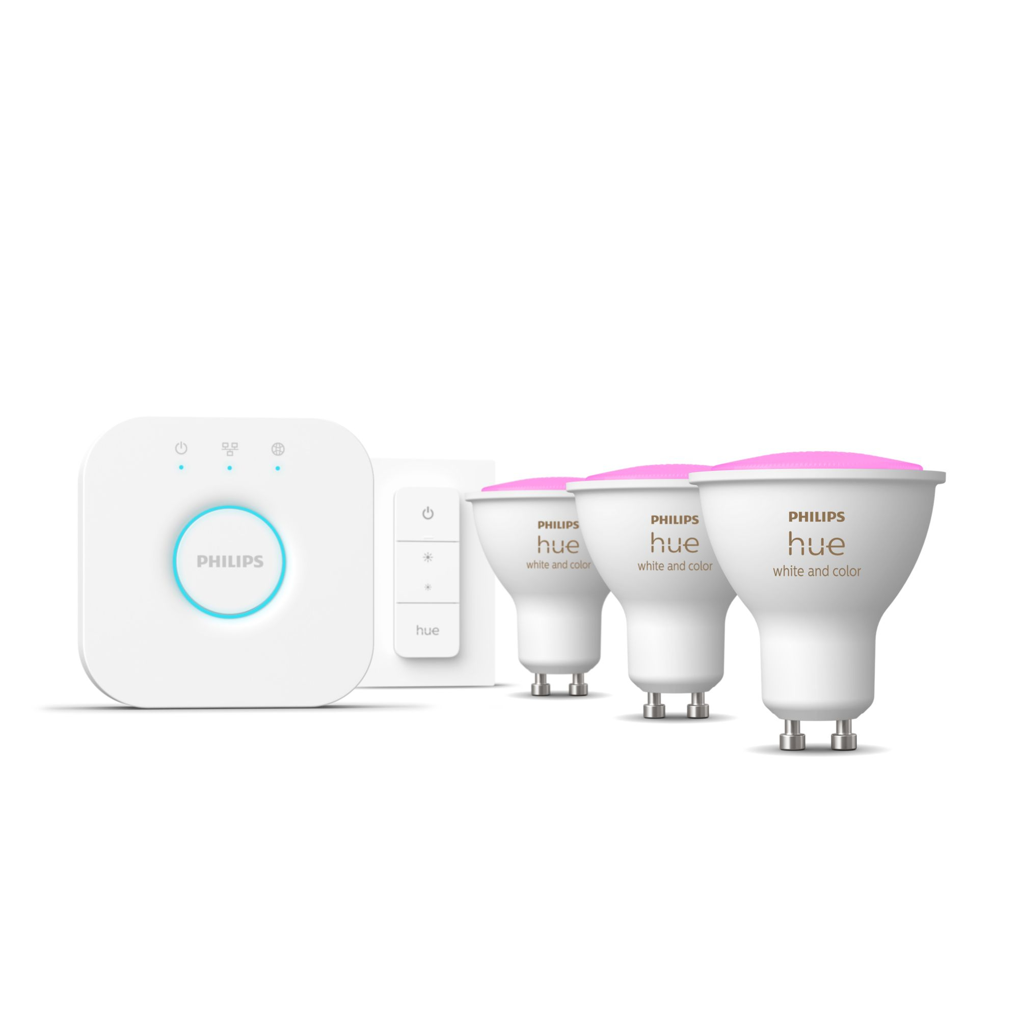 Starterkit PHILIPS HUE White Color Amb GU10 x3 +Bridge +Dim