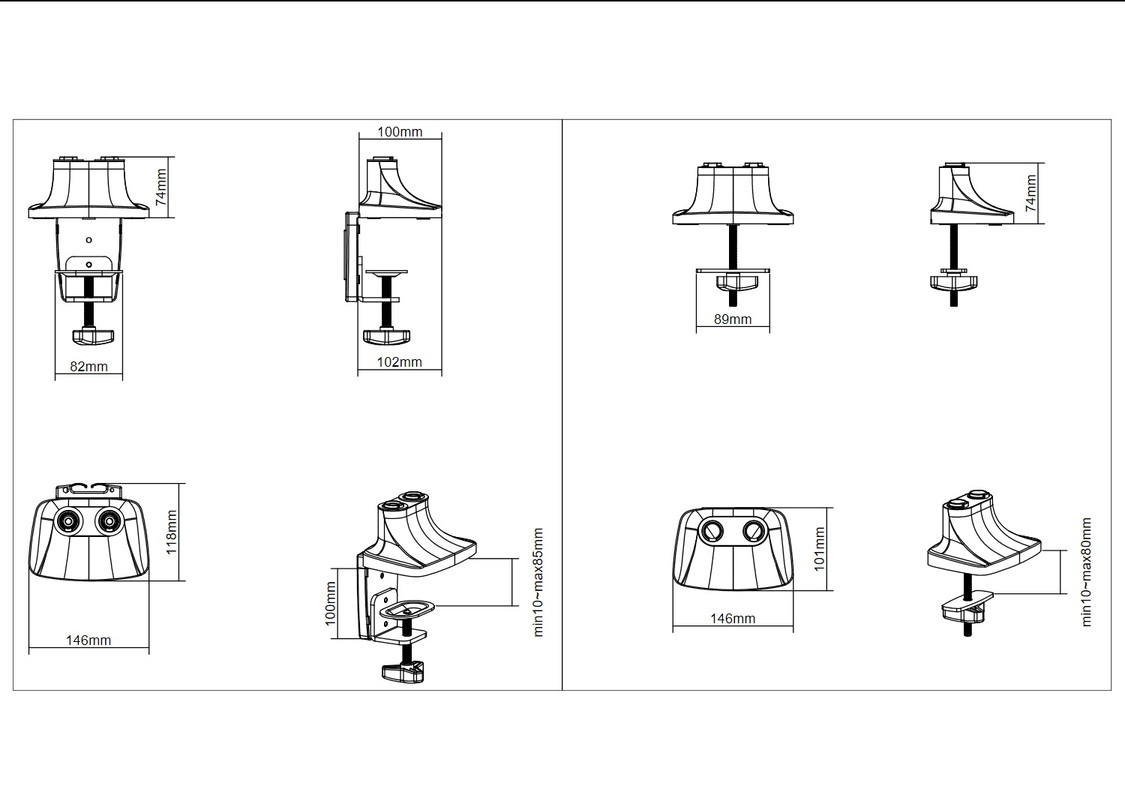 Multibrackets 3286 support d'écran plat pour bureau 68,6 cm (27") Noir, Argent