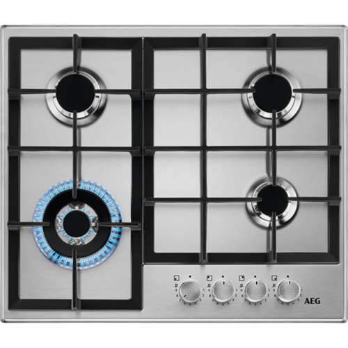 AEG HGB64420SM Noir, Acier inoxydable Comptoir 56 cm Gaz 4 zone(s)