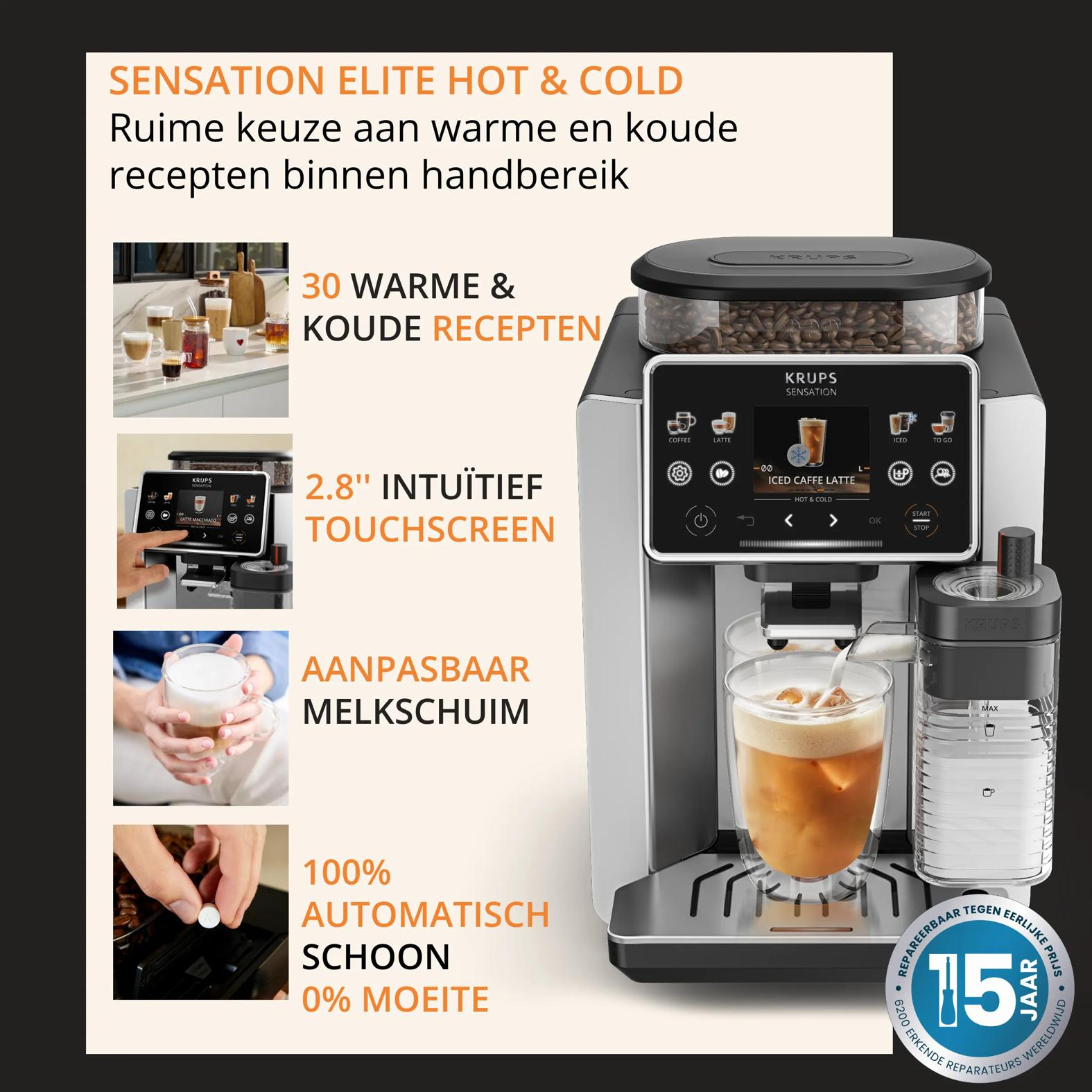 Espressomachine KRUPS EA918GE0 Sensation Elite / Aluminium