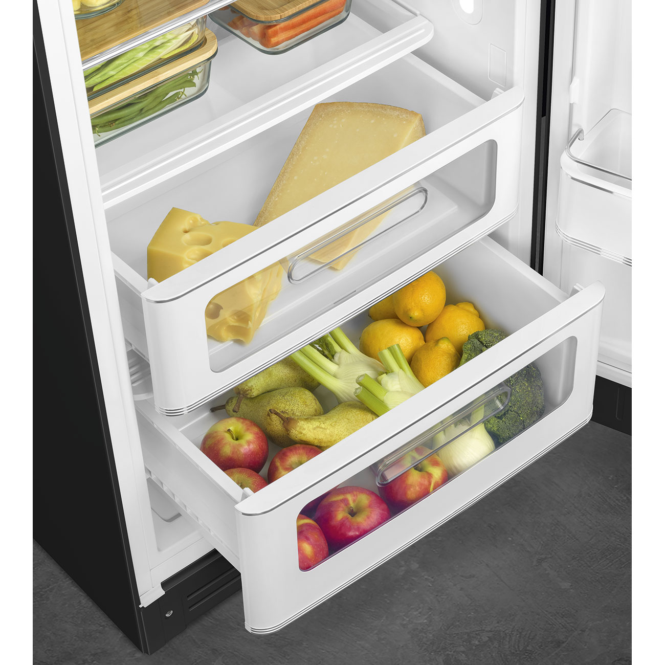 Koelkast SMEG FAB28RBL6 50's Style / C / 244L+26L / 153cm / zwart
