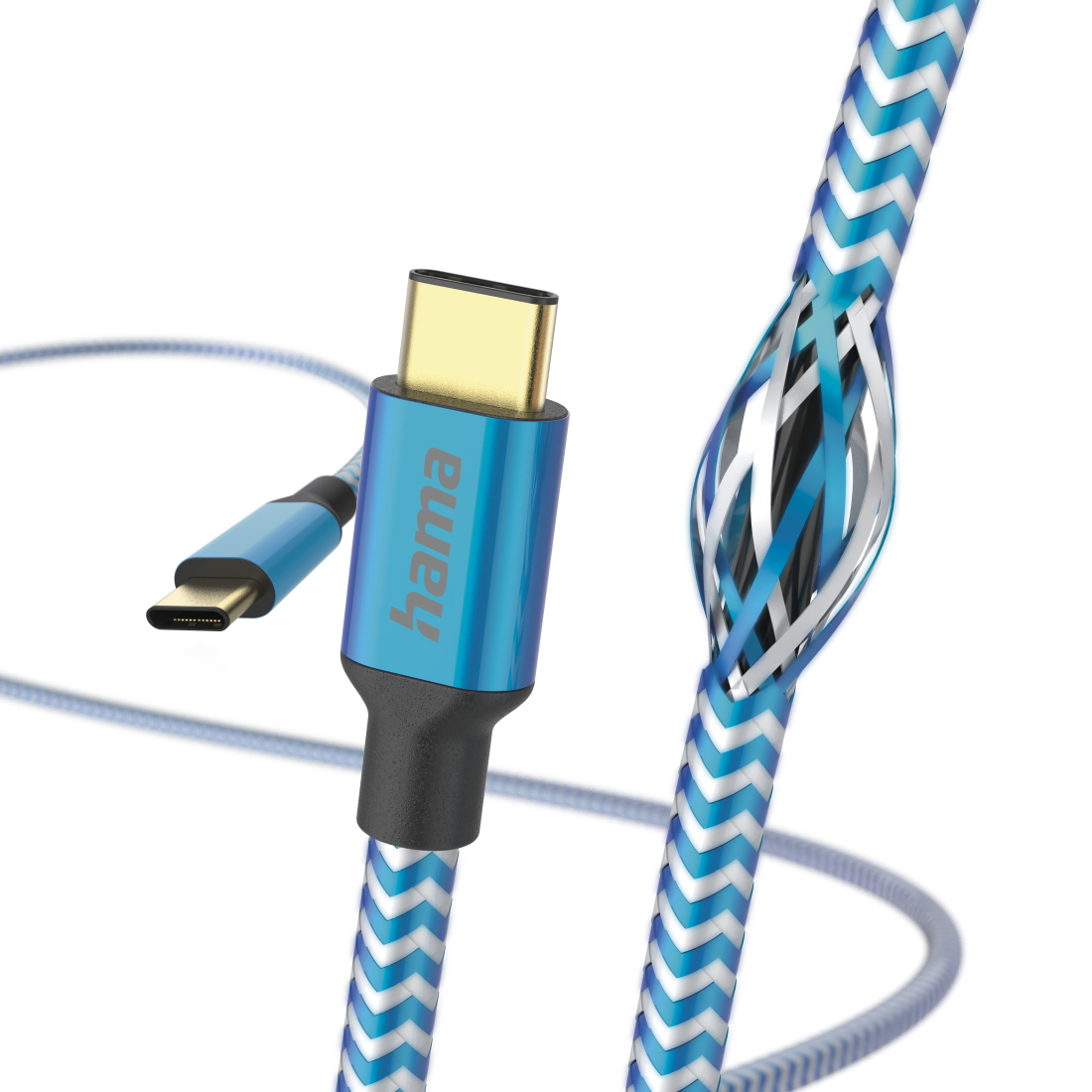 Kabel USB HAMA Reflective USB-C > USB-C 1.5M Blauw