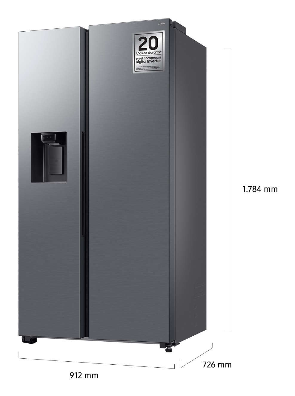 Koelkast SAMSUNG RS70F64KDTEF / SBS / D / 417L + 218L / 178cm / mat inox