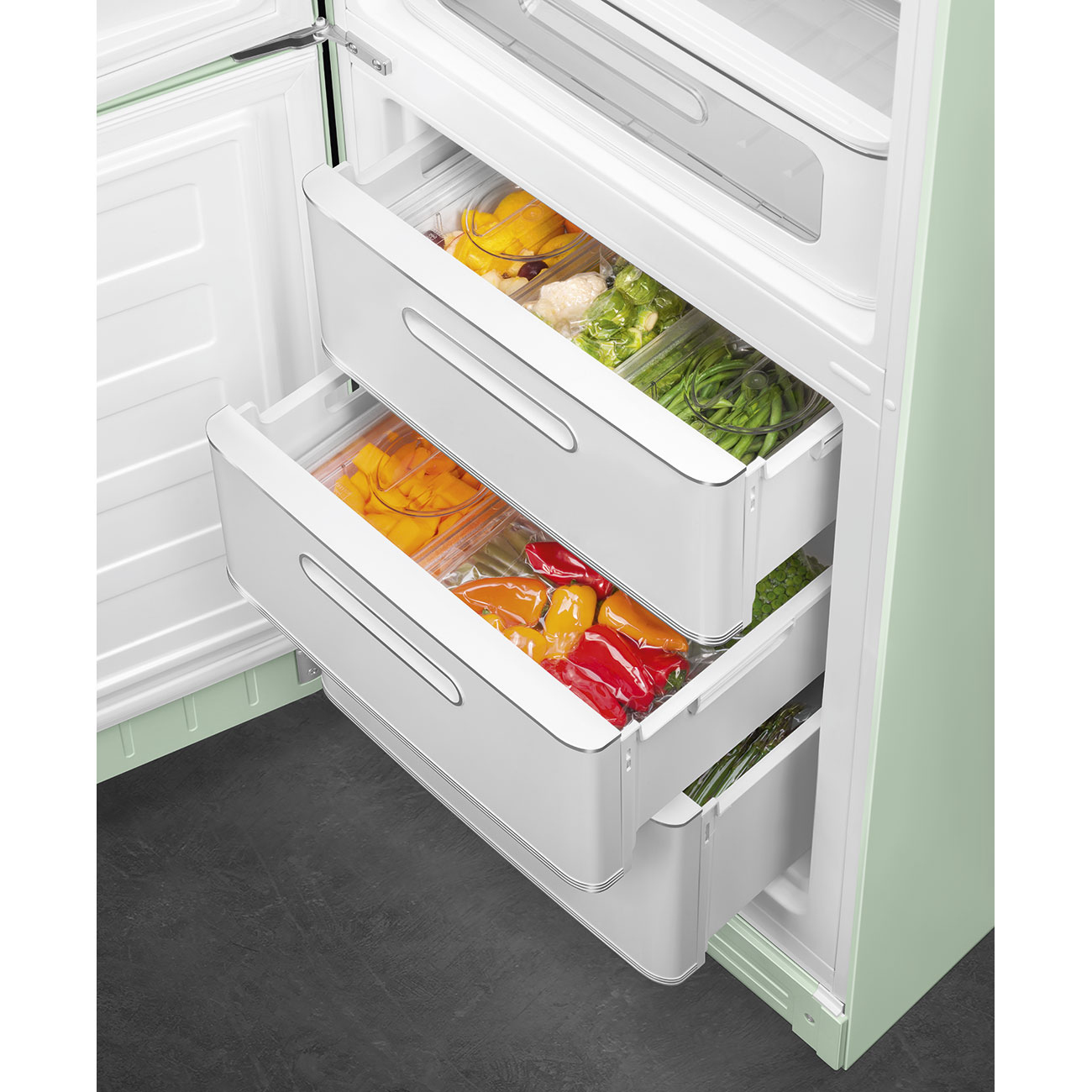 Combi-Koelkast SMEG FAB32LPG6 50's Style / C / 234L+97L / 197cm / pastelgroen