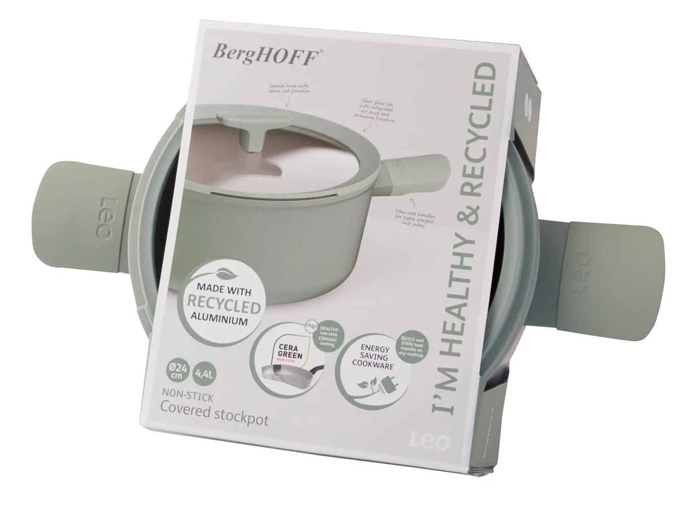 BergHOFF 3950452 steelpan 4,4 l Rond Lichtgroen, Wit
