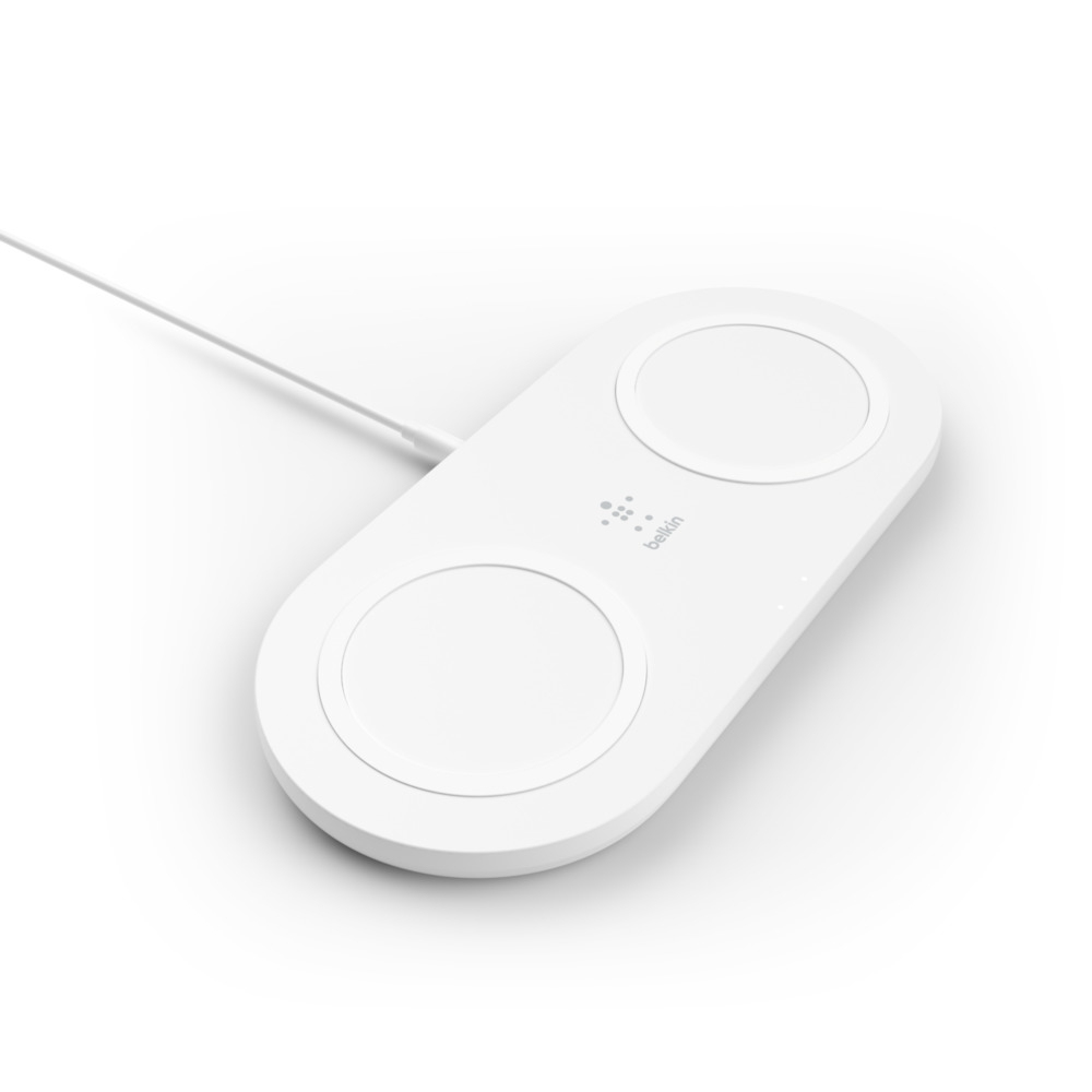 BELKIN WIRELESS CHARGING DUAL PADS WHITE & PSU 15W