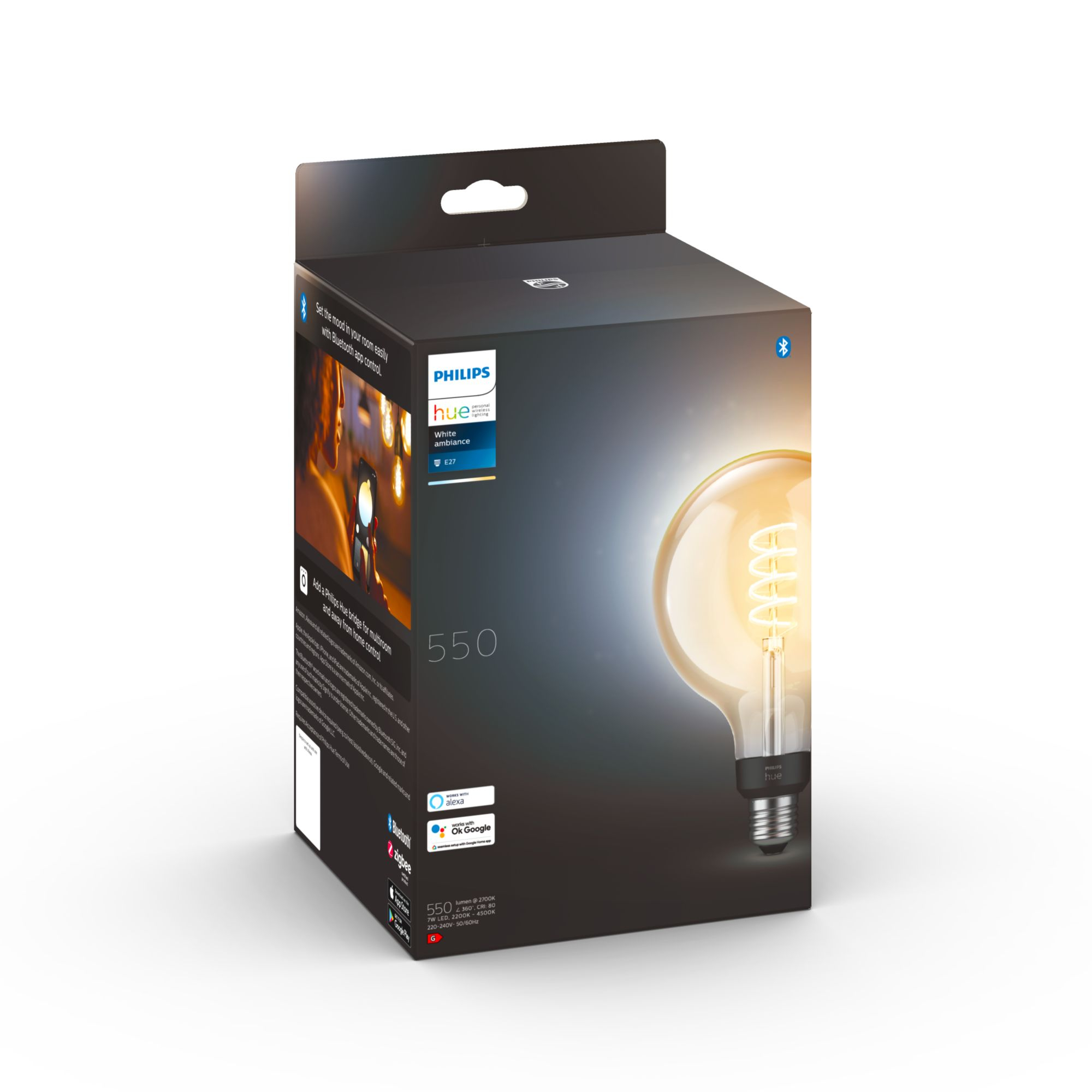 Lamp Philips Hue Filament White Ambiance E27 G125