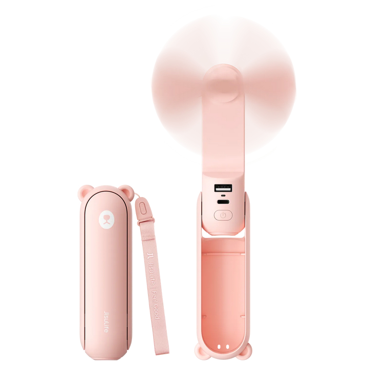 Handheld Jisulife Fan 8 - Zaklamp - Ventilator - 2000Mah Powerbank - USB-C - Pink