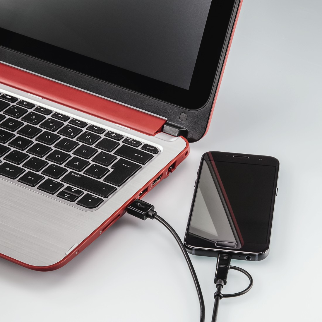 Hama Câble micro-USB 2 en 1 avec adaptateur USB Type-C, 1 m, noir