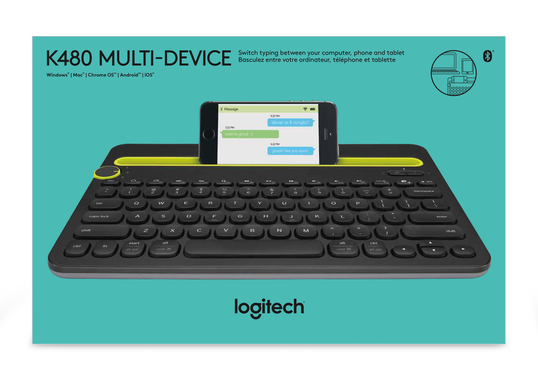 Clavier Logitech 920-006352 K480 Blt Multi-device Kb Black F