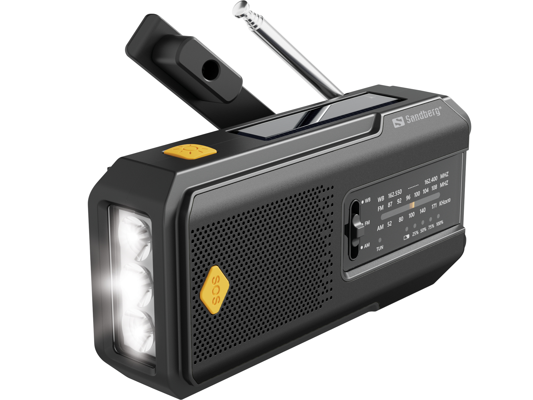 FM radio SANDBERG Survivor 421-04 / 2000mAh solar powerbank / zaklamp / zwenge