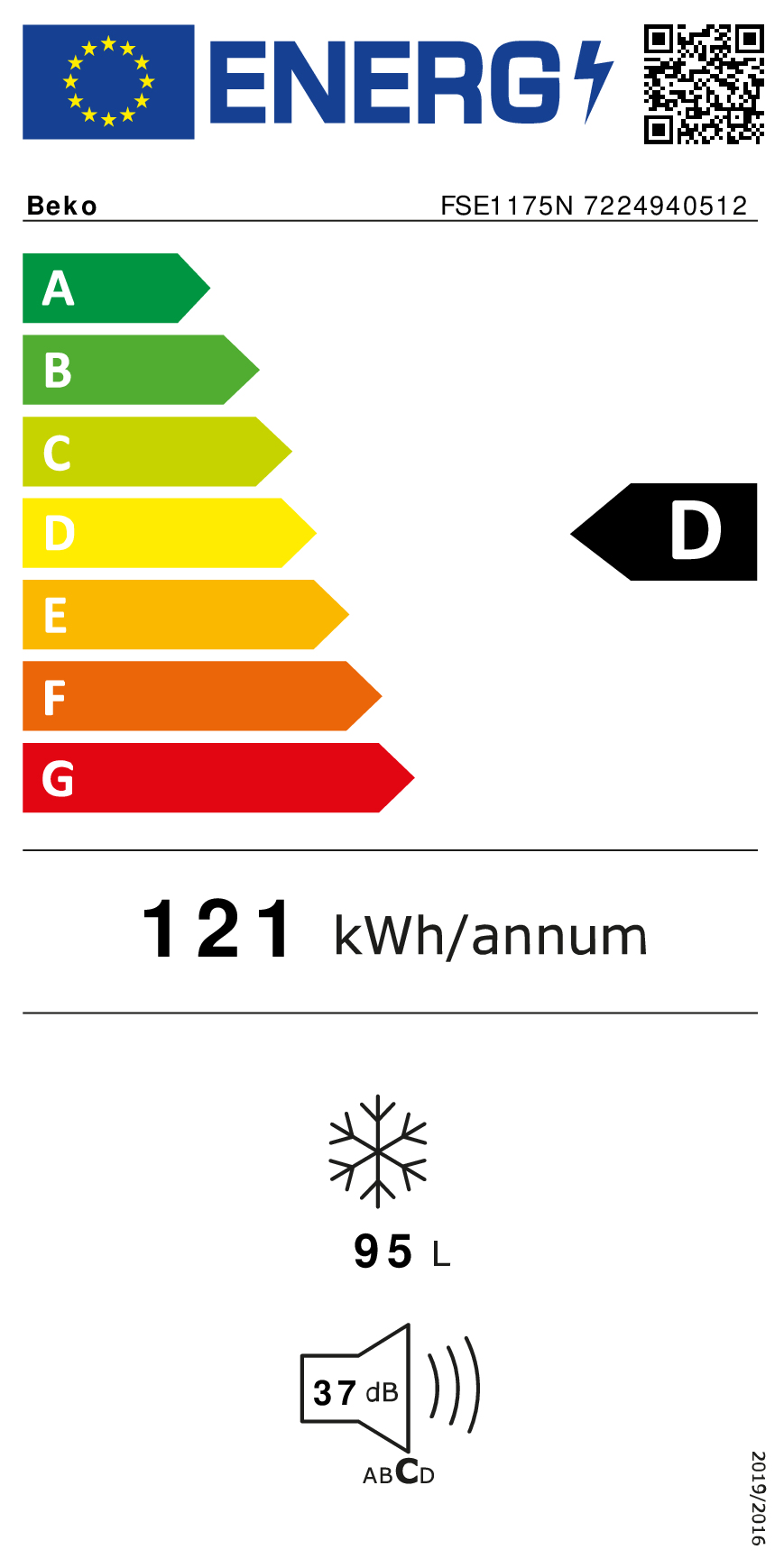 Tafeldiepvries BEKO FSE 1175N / 95L / D