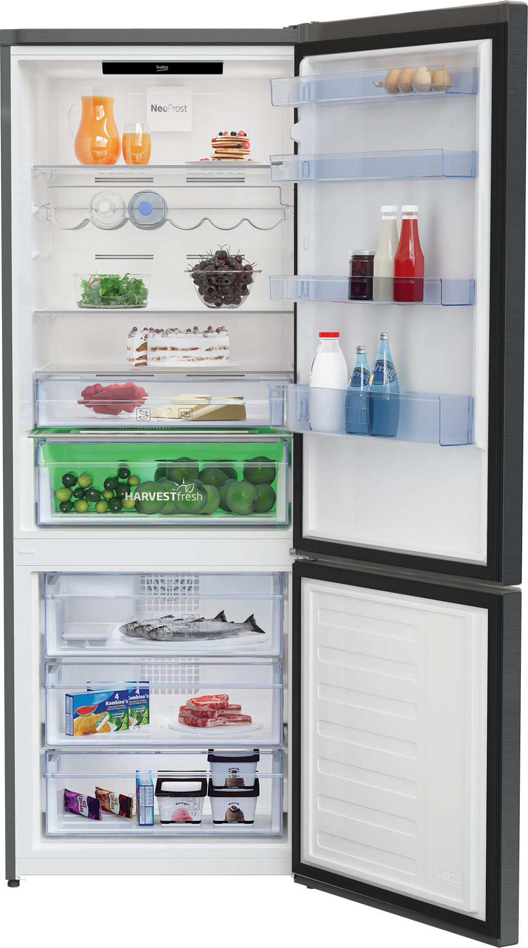 Koelkast Combi BEKO RCNE560E40ZXBRN / 356L+158L / E / 192cm / NoFrost