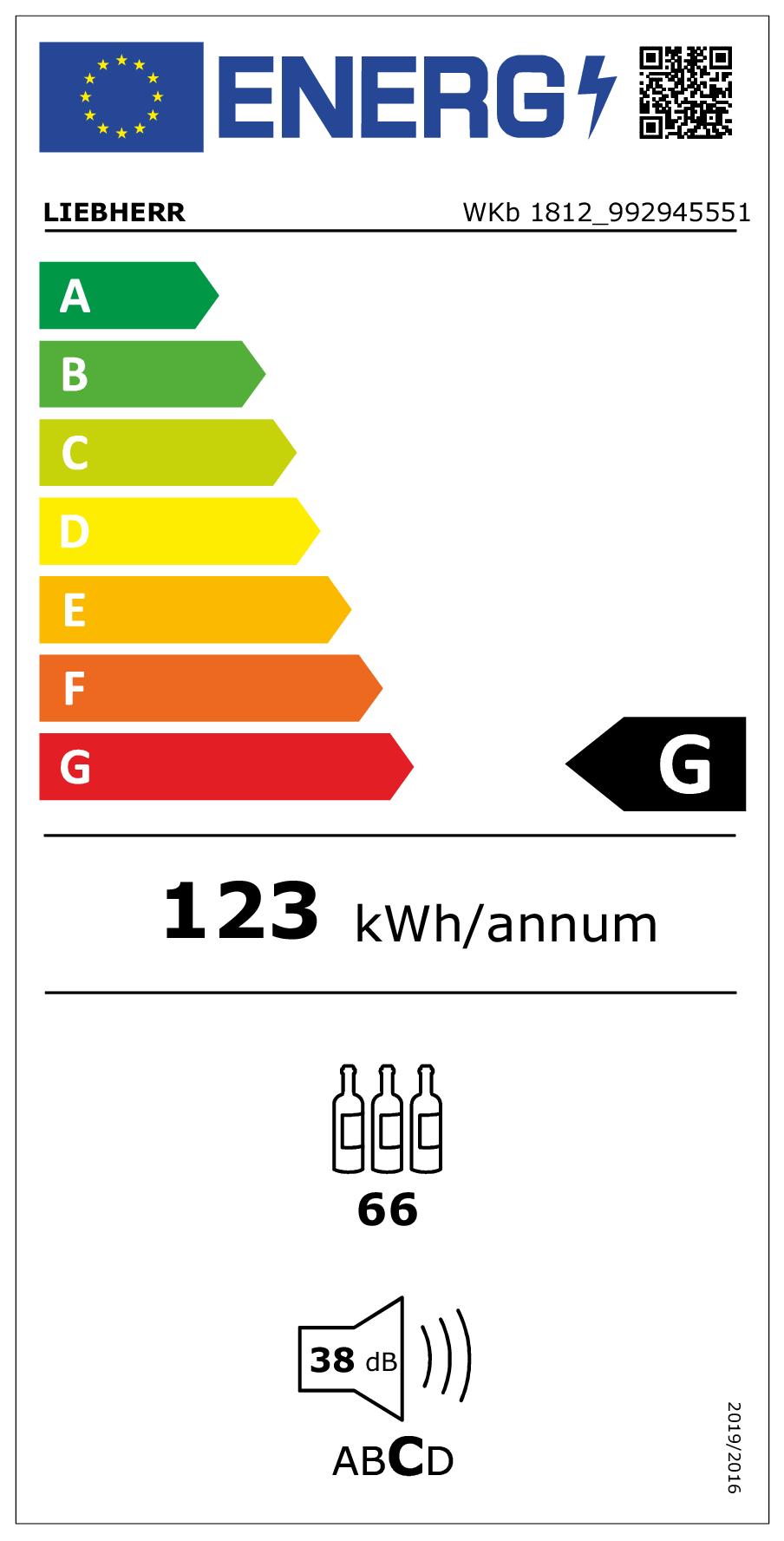 Liebherr WKb 1812 Vinothek Pose libre Noir 66 bouteille(s)