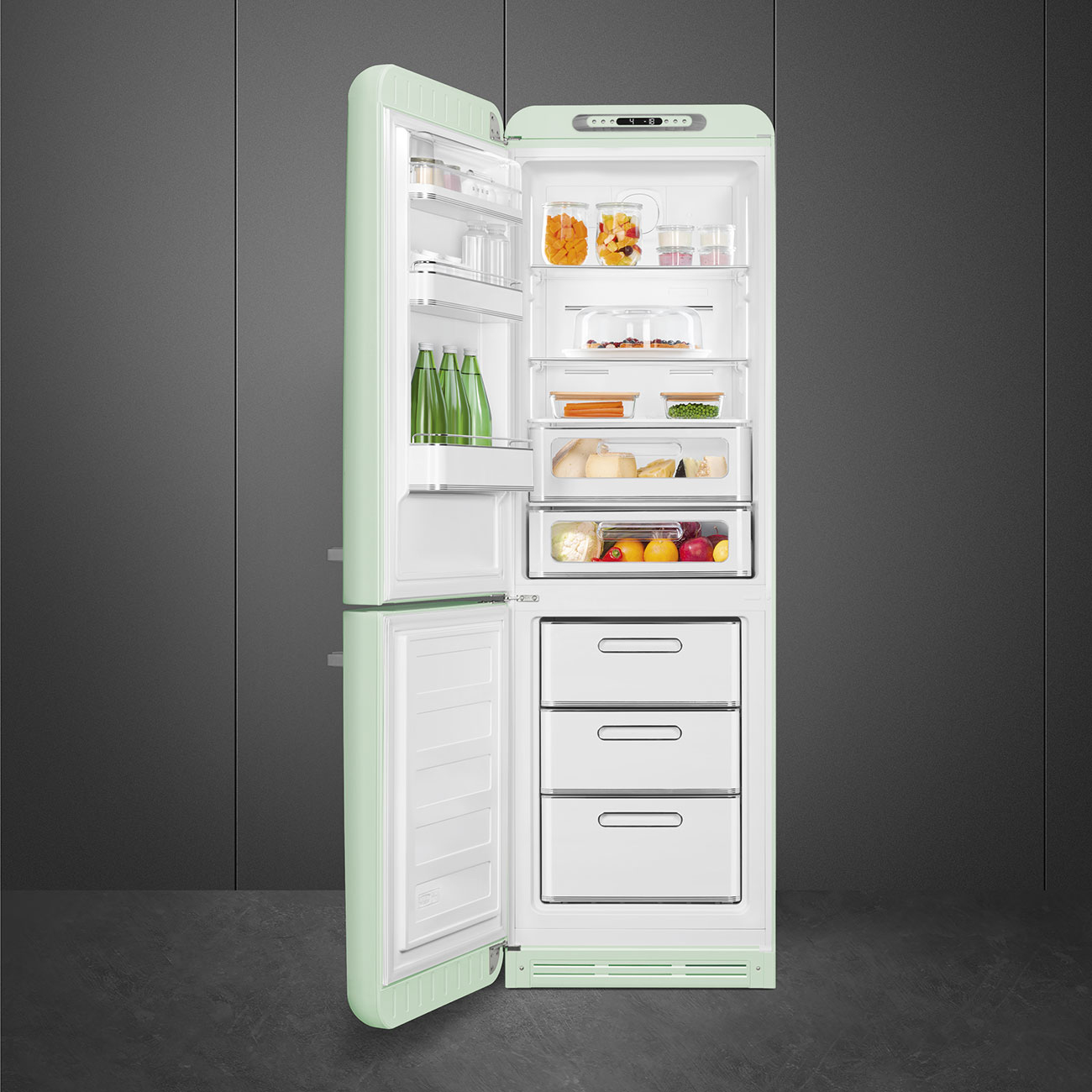 Combi-Koelkast SMEG FAB32LPG6 50's Style / C / 234L+97L / 197cm / pastelgroen