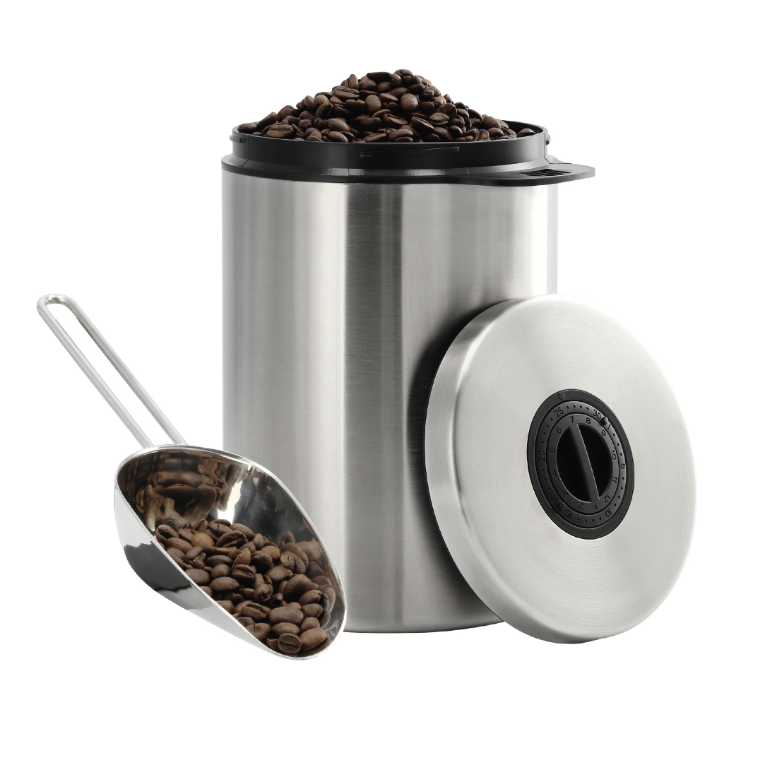 RVS-blik XAVAX 00111250 voor 1 kg koffiebonen met schepje