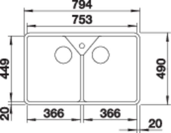 Spoelbak BLANCO 525164  Villae Farmhouse Double