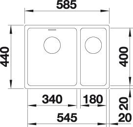 Spoelbak BLANCO 522977 Andano 340/180-U RVS