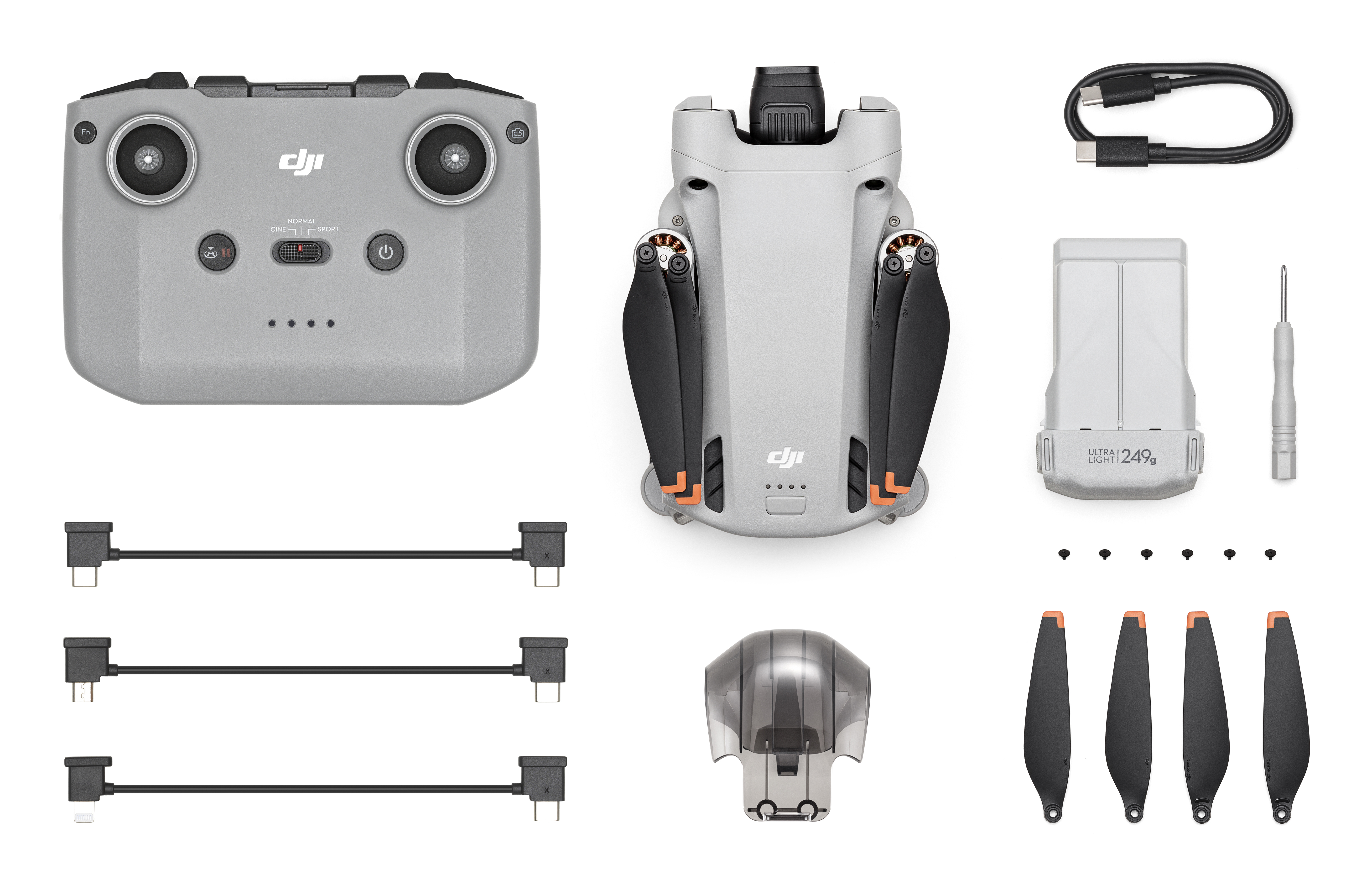 DJI Mini 3 Pro (RC-N1) 4 propellers Octocopter 48 MP 3840 x 2160 Pixels 2453 mAh Zwart, Wit