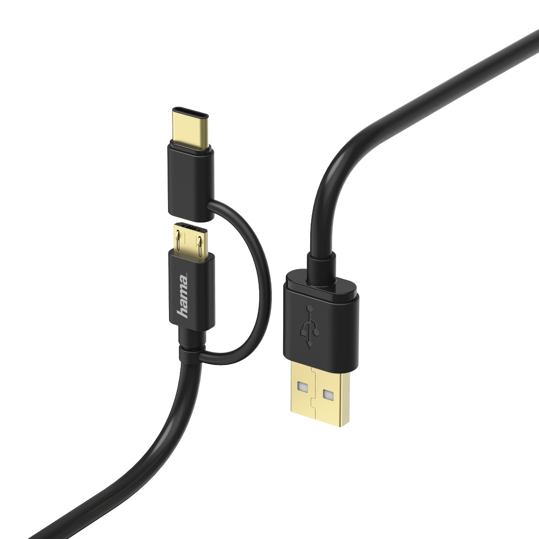 Hama Câble micro-USB 2 en 1 avec adaptateur USB Type-C, 1 m, noir