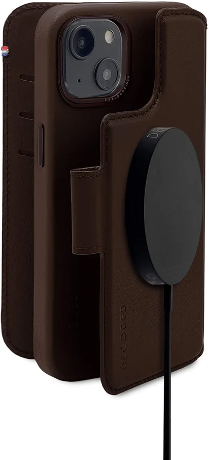 Tas DECODED Leather Detachable Wallet Case iPhone 14 Brown