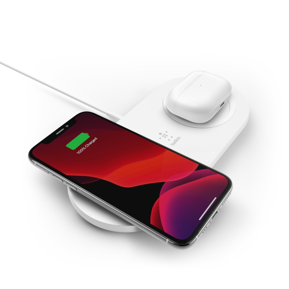 BELKIN WIRELESS CHARGING DUAL PADS WHITE & PSU 15W