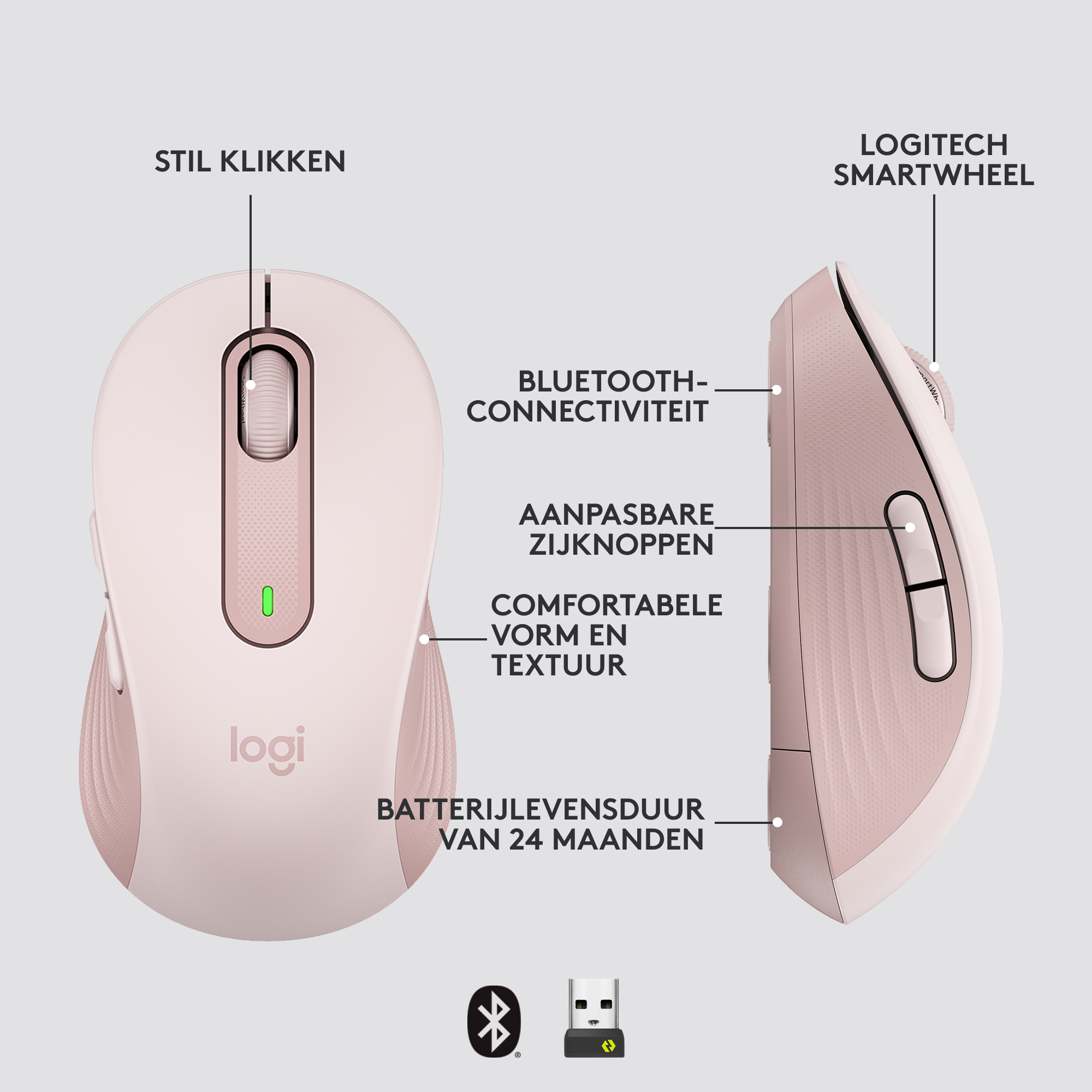 Draadloze Muis Logitech M650 LargeR Signature Rose